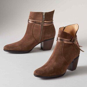 Sundance Liliana Ankle Boots Size‎ 9.5/40 Suede Brown Copper Western Capsule